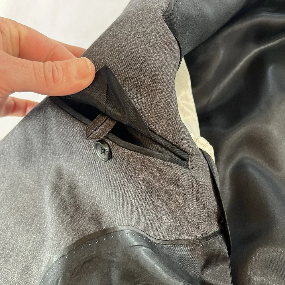 Banana Republic Blazer‎ Mens 40R Gray 3 Button Sport Coat Wool Suit Jacket Solid